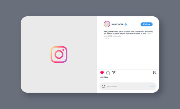 Lombok, Indonesia - September 18, 2022: Instagram mock up in light theme. Social media interface for web