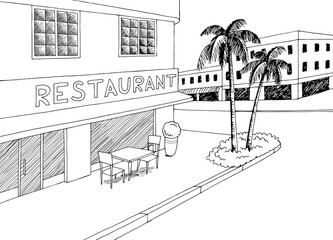 Street graphic black white city landscape sketch illustration vector 