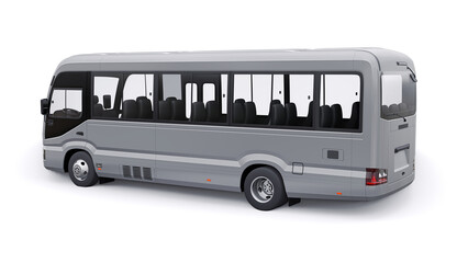 Small bus for urban and suburban for travel. Car with empty body for design and advertising. 3d illustration
