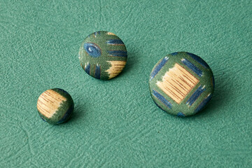 handmade buttons with an abstract print