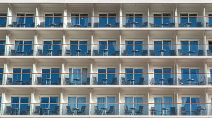 Cabin balconies background, front view. Galataport in Turkey
