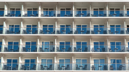 Obraz premium Cabin balconies background, front view. Galataport in Turkey