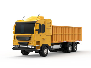 Fototapeta na wymiar Yellow logistic tipping trailer truck