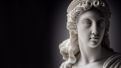 Illustration of a Renaissance marble statue of Hestia. She is the Goddess of the hearth, home, and family. Hestia in Greek mythology, known as Vesta in Roman mythology.