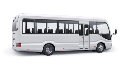 Obraz na płótnie Canvas White Small bus for urban and suburban for travel. Car with empty body for design and advertising. 3d illustration
