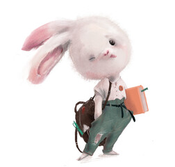 Obraz na płótnie Canvas bunny rabbit with book