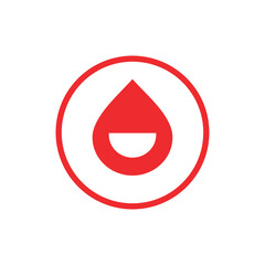 Fototapeta premium Happy blood logo, smile blood drop logo icon, isolated on white background