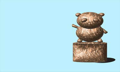 Cute panda in copper theme 3d concept on blue background for illustration © Suriya