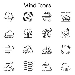 Wind icon set in thin line style
