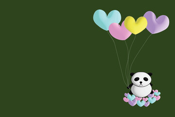 Obraz na płótnie Canvas 3d cute panda vector on green background for illustration