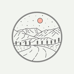 design of Nature Nevada in mono line for badge, sticker, patch, t shirt design, etc - obrazy, fototapety, plakaty