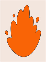 A bright poster depicting an abstract flame. An icon of a cartoon fire isolated on a white background. Vector illustration, design template