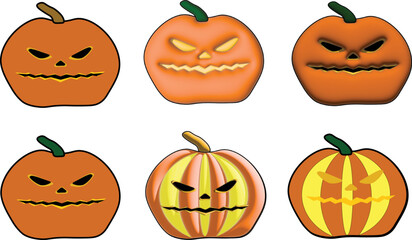 Halloween 3d pumpkin vector on white background. for illustration