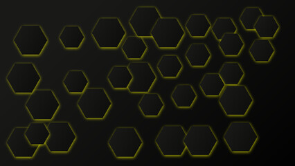 Black and yellow hexagonal technology bsckground