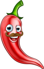 Moustache Red Pepper Cartoon Character