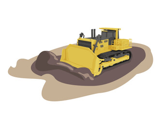 Obraz na płótnie Canvas Grader truck machinery with digging buckets.Vector illustration of heavy industrial equipment.
