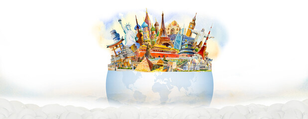 Travel Famous landmarks in the world of Europe, Asia and America. - 531407506
