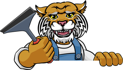 Wildcat Car Or Window Cleaner Holding Squeegee