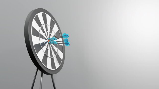 Hitting the target with darts. Achievement of the goal.