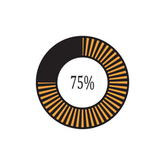 75 percent  pie chart. Percentage vector infographics. Circle percentage diagram business illustration