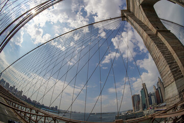 brooklyn bridge bottom to top with cables view new yok