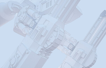 light background with closeup mechanical design and copy space