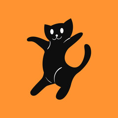 A Halloween character in the vintage cartoon style of the 60s. Vector illustration of a black cat