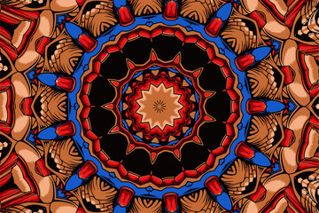 Abstract vintage decorative mandala geometric design vector boho psychedelic design background