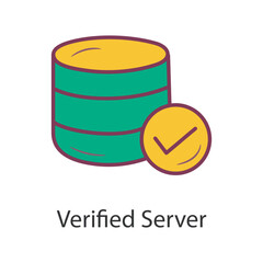 Verified Server Filled Outline Icon Design illustration. Data Symbol on White background EPS 10 File