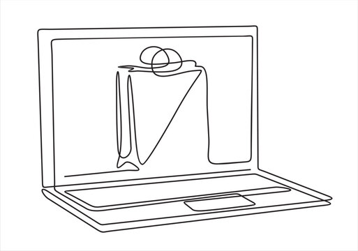recommend clip art: Shopping in online store concept. Single line draw design illustration