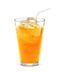 グラス オレンジジュース 飲み物 氷 イラスト リアル