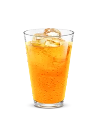 Deurstickers グラス オレンジジュース 飲み物 氷 イラスト リアル © akaomayo
