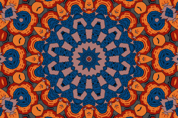 Festive colorful tribal ethnic seamless vector pattern art psychedelic mandala decorative background
