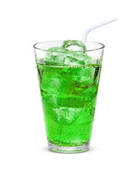 グラス メロンソーダ 飲み物 氷 イラスト リアル 