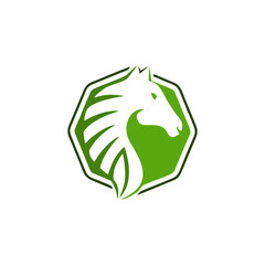hexagon green horse logo