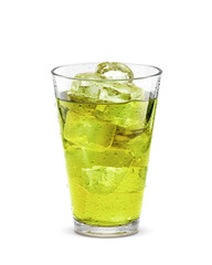 グラス 緑茶 飲み物 イラスト 氷 リアル  - obrazy, fototapety, plakaty