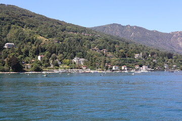 Fototapeta premium Scenic view of Lake Maggiore and the island of Isola Bella. Beautiful Italian landscape.
