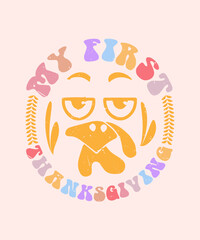 MY FIRST THANKSGIVING LETTERING QUOTE VECTOR DESIGN