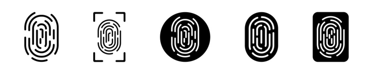 Set of fingerprint vector icons. Human unique print. Thumbprint icon. Unlock smartphone.