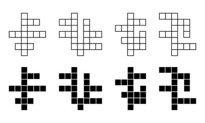 Fototapeta premium Set of crosswords vector icons. Search for word. Intelligence and logic puzzle. Vector 10 EPS.