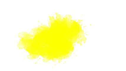 Yellow color transparent brush stroke. watercolor paint brush stroke. ink splash transition. Abstract inkblot, splat, fluid art, overlay, alpha matte composition, spread on a transparent background. 