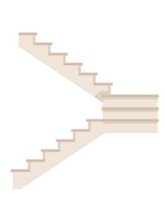Wood stairs indoor construction classic design vector illustration isolated on white background