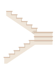 Fototapeta premium Wood stairs indoor construction classic design vector illustration isolated on white background