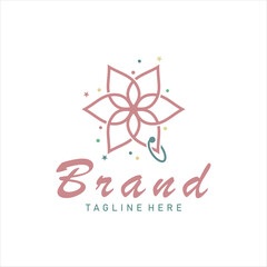 Flower Price Label logo inspiration with Line Art style.