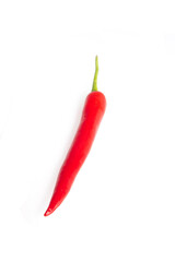 Red hot natural chili pepper. Fresh organic  chili pepper isolated on white.