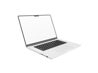 Macbook pro 2021 New and Latest Laptop 2022 for mockup and responsive website. 2022 macbook with blank screen on white background. In transparent png