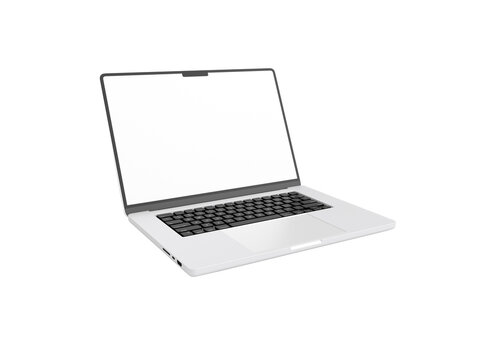 Macbook pro 2021 New and Latest Laptop 2022 for mockup and responsive website. 2022 macbook with blank screen on white background. In transparent png