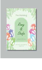 Invitation Template Design with handrawing floral 
