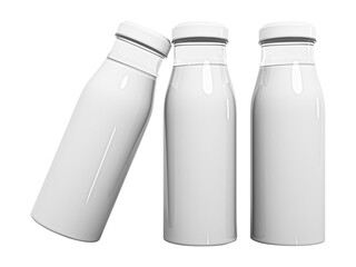 White milk glass bottle Mock-Up. Two bottle Blank Label. in transparent png