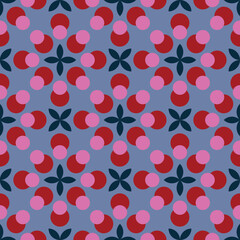 Trendy seamless circles and flowers pattern